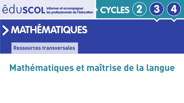 Mathématiques et maîtrise de la langue